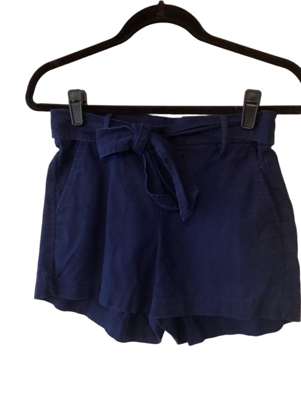J. Crew Factory Linen Blend Casual Tie Belt Shorts Navy Size 2 Summer Vacation